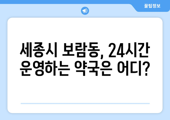 세종시 세종특별자치시 보람동 24시간 토요일 일요일 휴일 공휴일 야간 약국