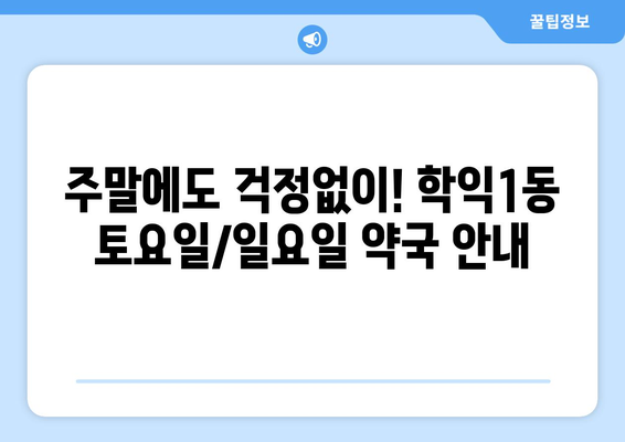 인천시 미추홀구 학익1동 24시간 토요일 일요일 휴일 공휴일 야간 약국