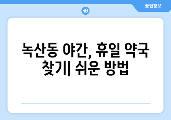 부산시 강서구 녹산동 24시간 토요일 일요일 휴일 공휴일 야간 약국