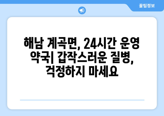 전라남도 해남군 계곡면 24시간 토요일 일요일 휴일 공휴일 야간 약국