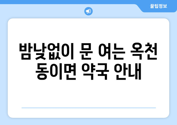 충청북도 옥천군 동이면 24시간 토요일 일요일 휴일 공휴일 야간 약국