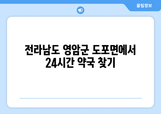 전라남도 영암군 도포면 24시간 토요일 일요일 휴일 공휴일 야간 약국