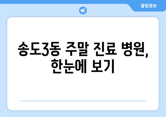 인천시 연수구 송도3동 일요일 휴일 공휴일 야간 진료병원 리스트