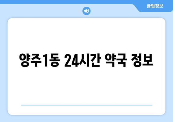 경기도 양주시 양주1동 24시간 토요일 일요일 휴일 공휴일 야간 약국