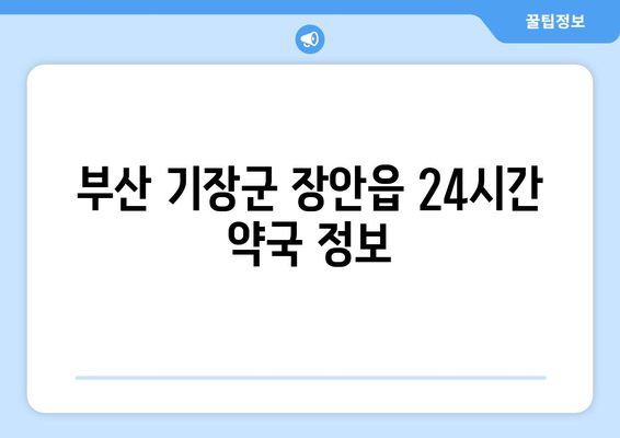 부산시 기장군 장안읍 24시간 토요일 일요일 휴일 공휴일 야간 약국