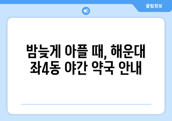 부산시 해운대구 좌4동 24시간 토요일 일요일 휴일 공휴일 야간 약국