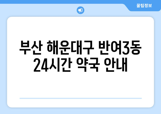 부산시 해운대구 반여3동 24시간 토요일 일요일 휴일 공휴일 야간 약국