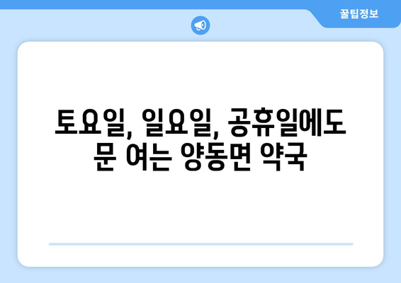 경기도 양평군 양동면 24시간 토요일 일요일 휴일 공휴일 야간 약국