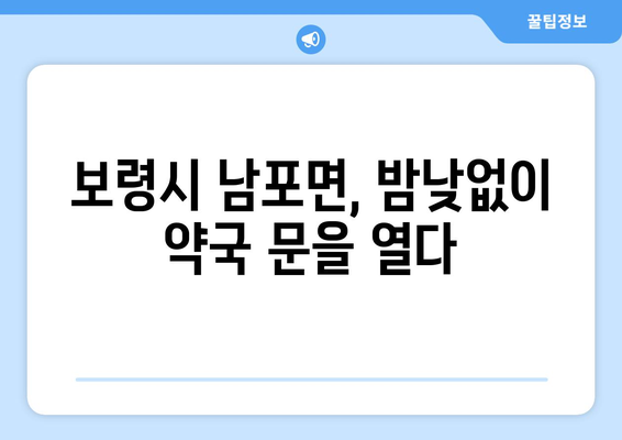 충청남도 보령시 남포면 24시간 토요일 일요일 휴일 공휴일 야간 약국