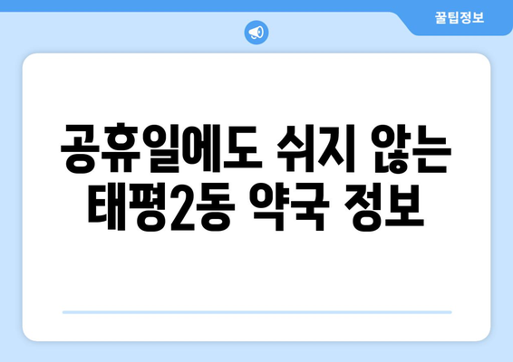 대전시 중구 태평2동 24시간 토요일 일요일 휴일 공휴일 야간 약국