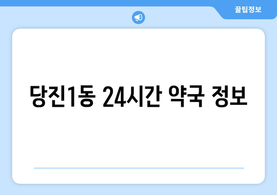 충청남도 당진시 당진1동 24시간 토요일 일요일 휴일 공휴일 야간 약국