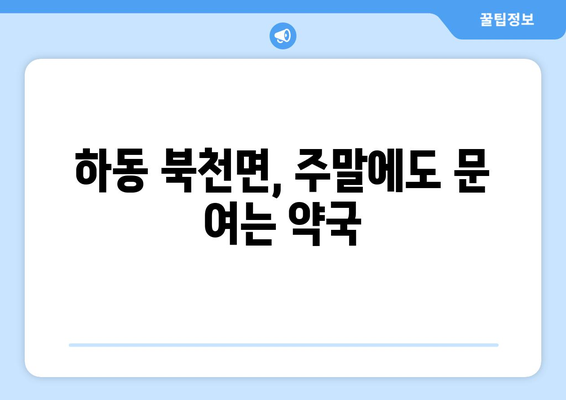 경상남도 하동군 북천면 24시간 토요일 일요일 휴일 공휴일 야간 약국