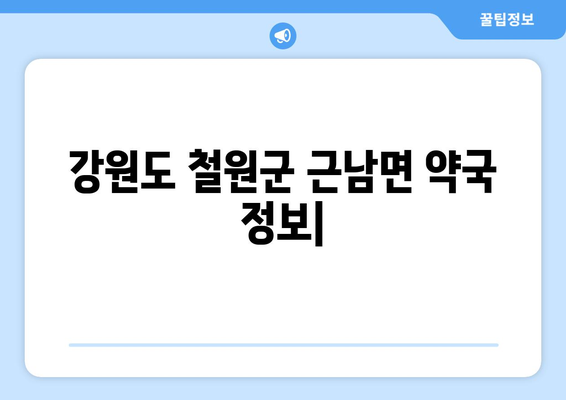 강원도 철원군 근남면 24시간 토요일 일요일 휴일 공휴일 야간 약국