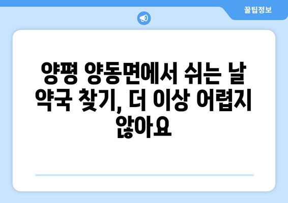 경기도 양평군 양동면 24시간 토요일 일요일 휴일 공휴일 야간 약국