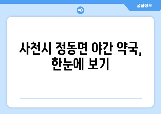 경상남도 사천시 정동면 24시간 토요일 일요일 휴일 공휴일 야간 약국