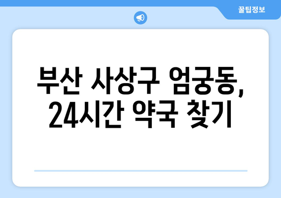 부산시 사상구 엄궁동 24시간 토요일 일요일 휴일 공휴일 야간 약국