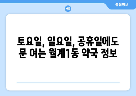 서울시 노원구 월계1동 24시간 토요일 일요일 휴일 공휴일 야간 약국