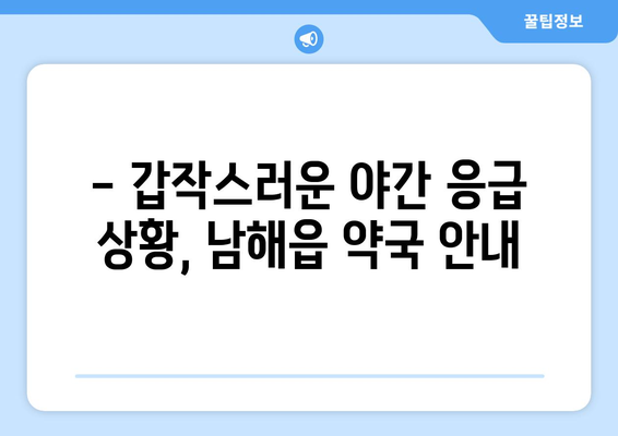 경상남도 남해군 남해읍 24시간 토요일 일요일 휴일 공휴일 야간 약국