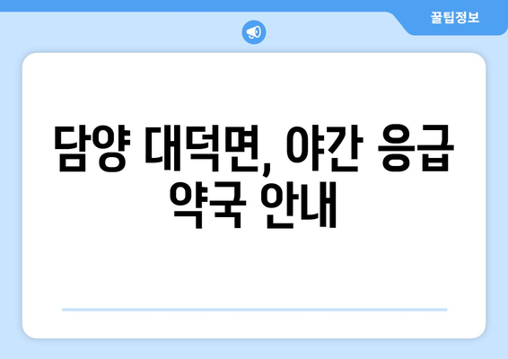 전라남도 담양군 대덕면 24시간 토요일 일요일 휴일 공휴일 야간 약국