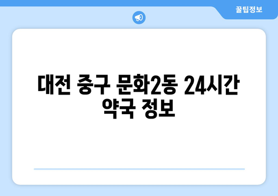 대전시 중구 문화2동 24시간 토요일 일요일 휴일 공휴일 야간 약국