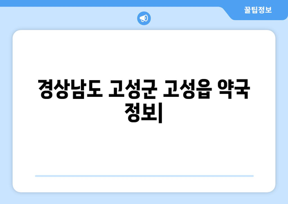 경상남도 고성군 고성읍 24시간 토요일 일요일 휴일 공휴일 야간 약국