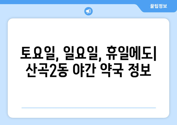 인천시 부평구 산곡2동 24시간 토요일 일요일 휴일 공휴일 야간 약국