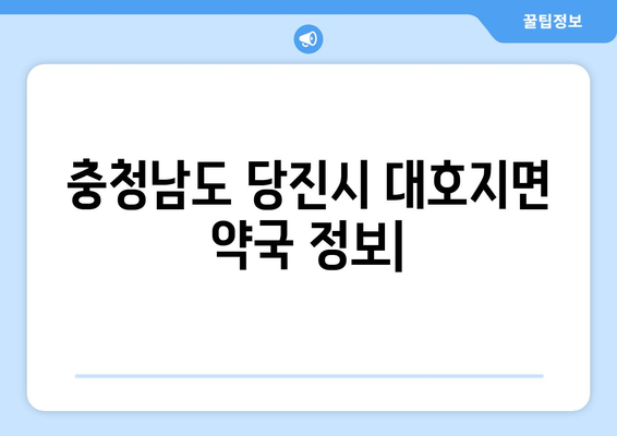 충청남도 당진시 대호지면 24시간 토요일 일요일 휴일 공휴일 야간 약국