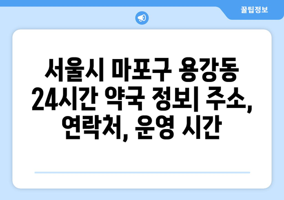 서울시 마포구 용강동 24시간 토요일 일요일 휴일 공휴일 야간 약국