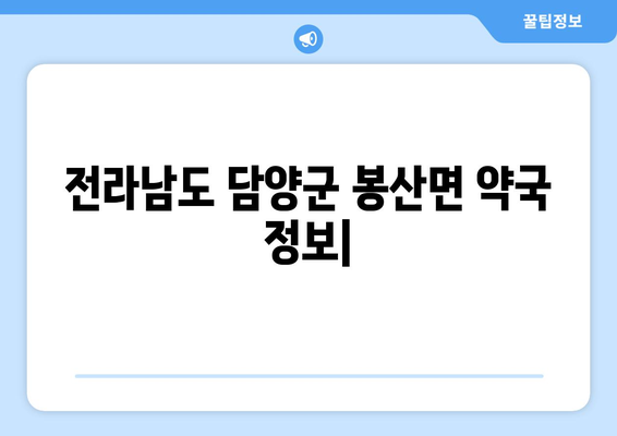 전라남도 담양군 봉산면 24시간 토요일 일요일 휴일 공휴일 야간 약국