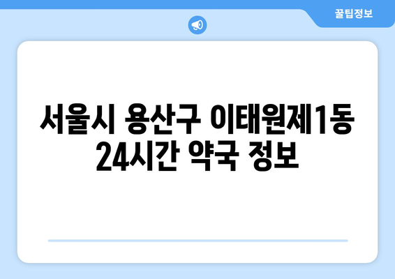 서울시 용산구 이태원제1동 24시간 토요일 일요일 휴일 공휴일 야간 약국