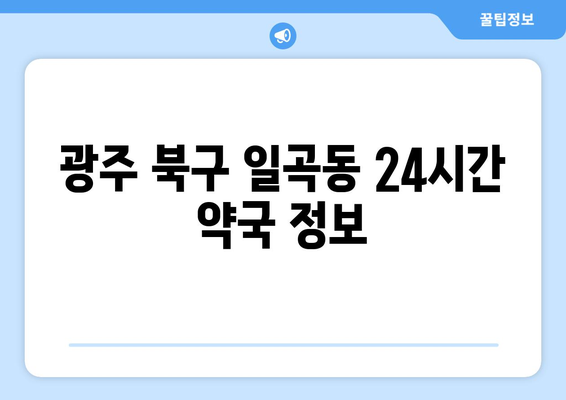 광주시 북구 일곡동 24시간 토요일 일요일 휴일 공휴일 야간 약국