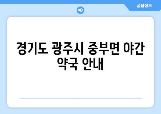 경기도 광주시 중부면 24시간 토요일 일요일 휴일 공휴일 야간 약국