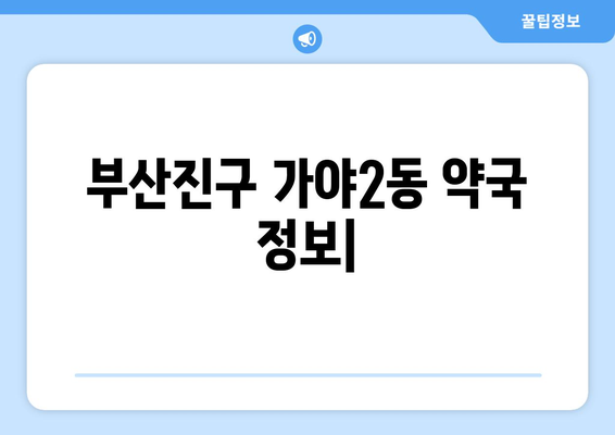 부산시 부산진구 가야2동 24시간 토요일 일요일 휴일 공휴일 야간 약국