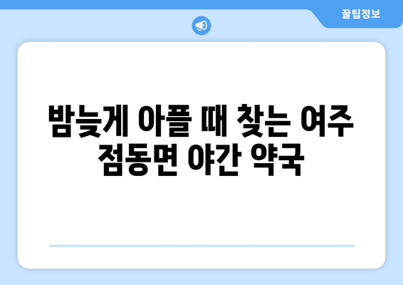 경기도 여주시 점동면 24시간 토요일 일요일 휴일 공휴일 야간 약국