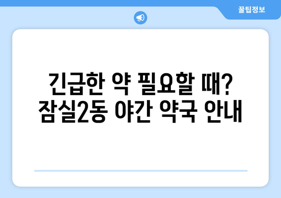 서울시 송파구 잠실2동 24시간 토요일 일요일 휴일 공휴일 야간 약국