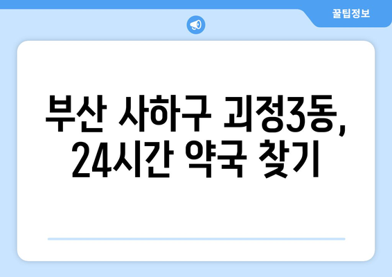 부산시 사하구 괴정3동 24시간 토요일 일요일 휴일 공휴일 야간 약국