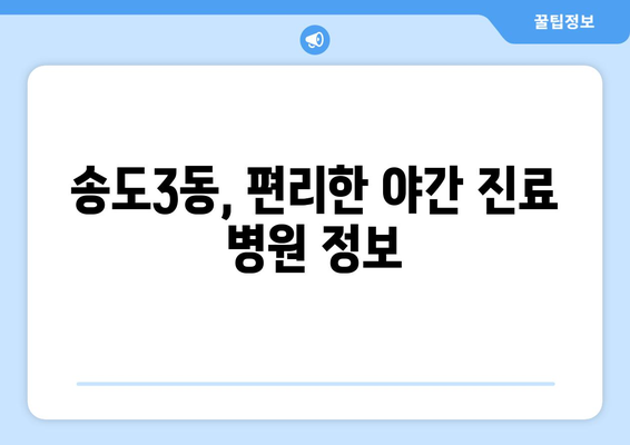 인천시 연수구 송도3동 일요일 휴일 공휴일 야간 진료병원 리스트