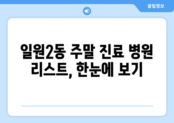 서울시 강남구 일원2동 일요일 휴일 공휴일 야간 진료병원 리스트