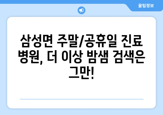 충청북도 음성군 삼성면 일요일 휴일 공휴일 야간 진료병원 리스트