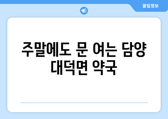 전라남도 담양군 대덕면 24시간 토요일 일요일 휴일 공휴일 야간 약국