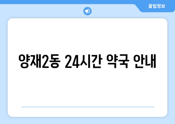 서울시 서초구 양재2동 24시간 토요일 일요일 휴일 공휴일 야간 약국