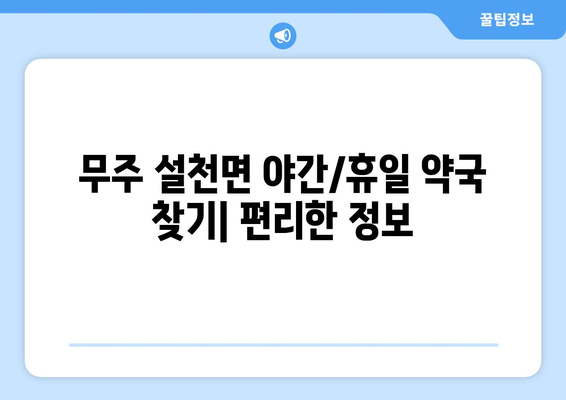 전라북도 무주군 설천면 24시간 토요일 일요일 휴일 공휴일 야간 약국