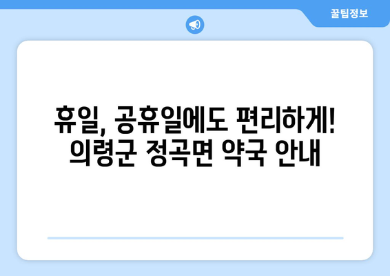 경상남도 의령군 정곡면 24시간 토요일 일요일 휴일 공휴일 야간 약국