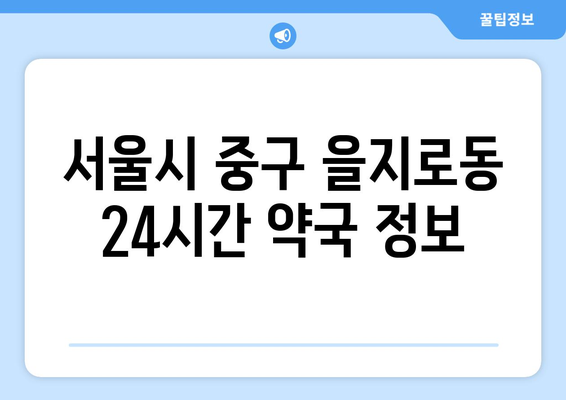 서울시 중구 을지로동 24시간 토요일 일요일 휴일 공휴일 야간 약국