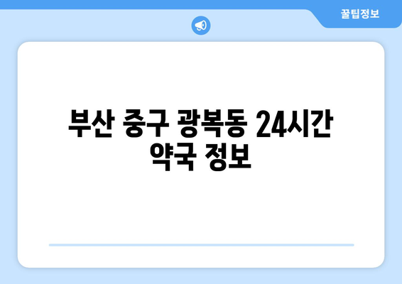 부산시 중구 광복동 24시간 토요일 일요일 휴일 공휴일 야간 약국