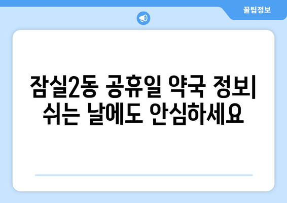 서울시 송파구 잠실2동 24시간 토요일 일요일 휴일 공휴일 야간 약국