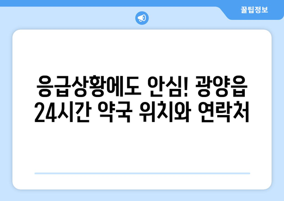 전라남도 광양시 광양읍 24시간 토요일 일요일 휴일 공휴일 야간 약국