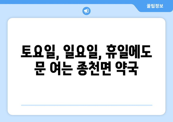 충청남도 서천군 종천면 24시간 토요일 일요일 휴일 공휴일 야간 약국