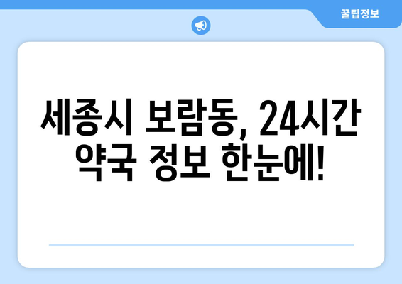 세종시 세종특별자치시 보람동 24시간 토요일 일요일 휴일 공휴일 야간 약국