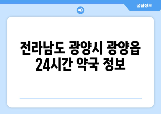 전라남도 광양시 광양읍 24시간 토요일 일요일 휴일 공휴일 야간 약국